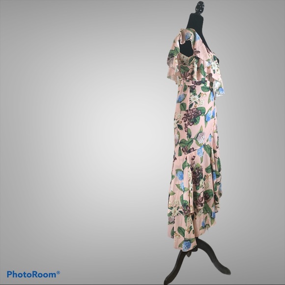 FEW MODA FLORAL HIGH LOW RUFFLE DRESS SZ SMALL - Picture 2 of 3